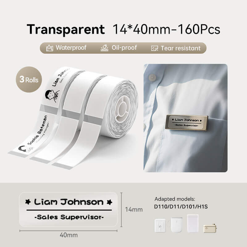Ruban d'étiquettes transparent NIIMBOT pour D11, D110, D101