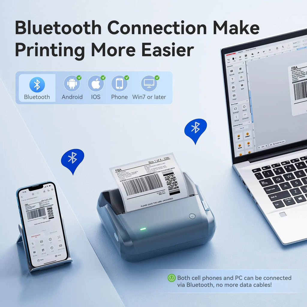 NIIMBOT B4 Imprimante d’étiquettes avec étiquettes imperméables autocollantes, étiqueteuse Bluetooth