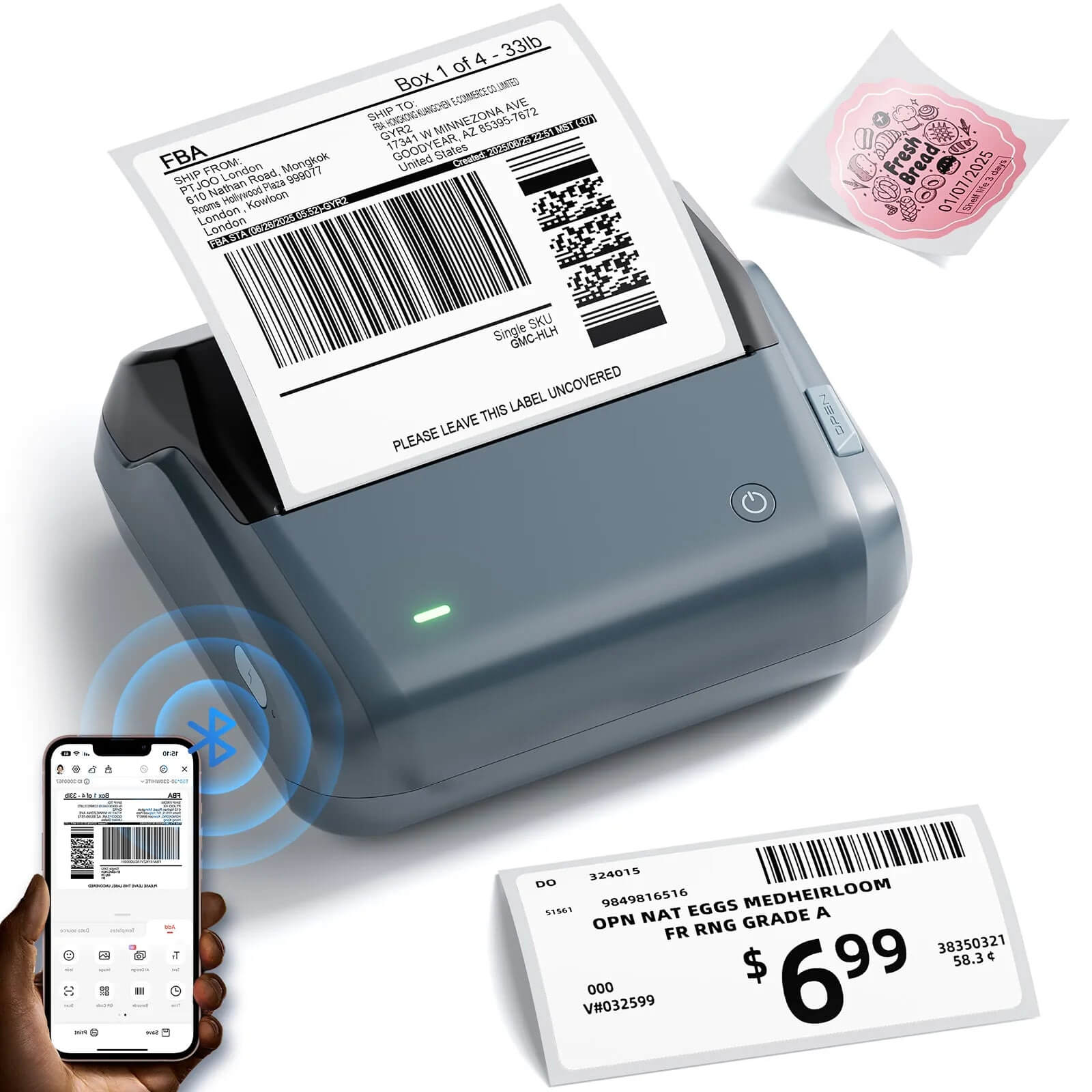 NIIMBOT B4 Imprimante d’étiquettes avec étiquettes imperméables autocollantes, étiqueteuse Bluetooth