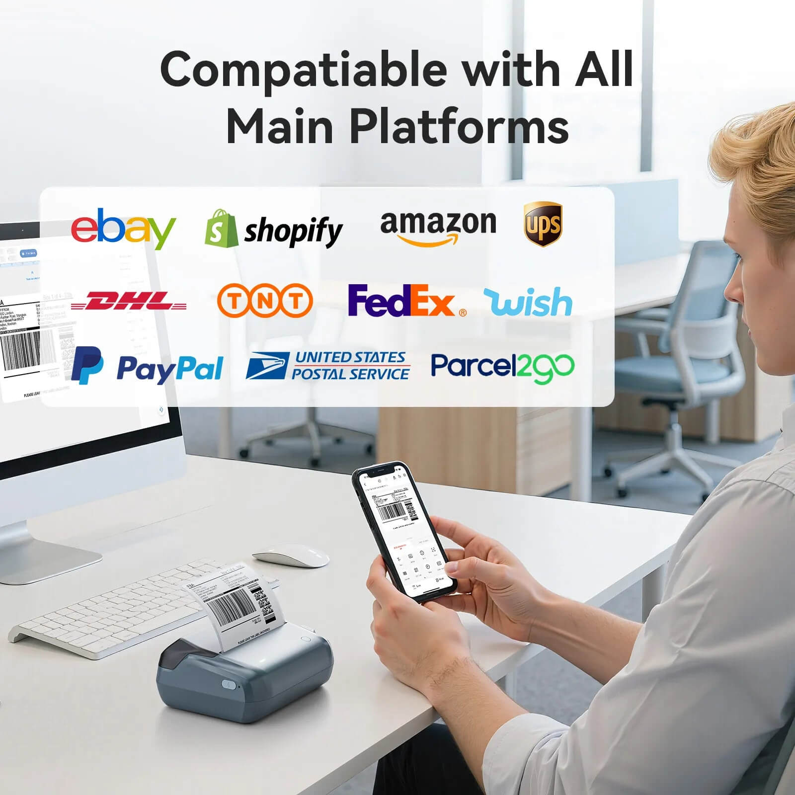 NIIMBOT B4 Imprimante d’étiquettes avec étiquettes imperméables autocollantes, étiqueteuse Bluetooth