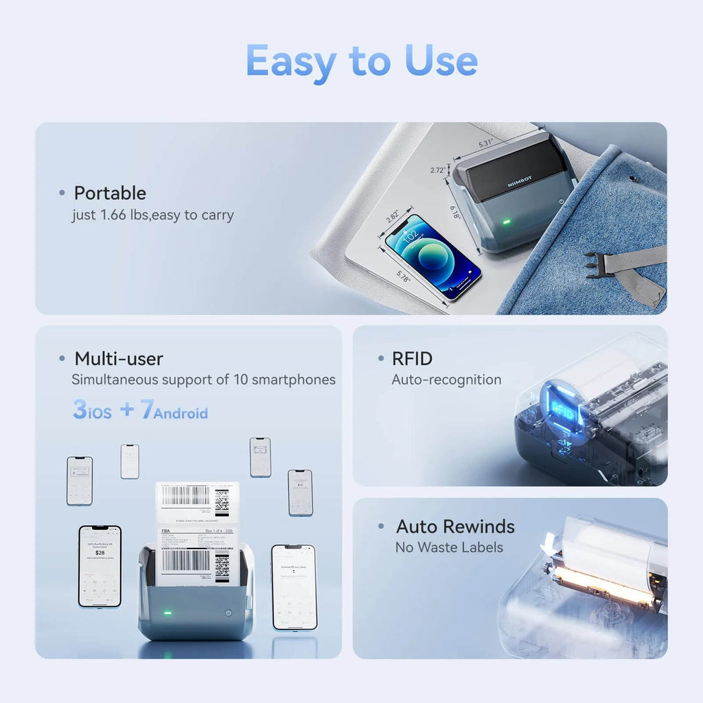 NIIMBOT B4 Imprimante d’étiquettes avec étiquettes imperméables autocollantes, étiqueteuse Bluetooth