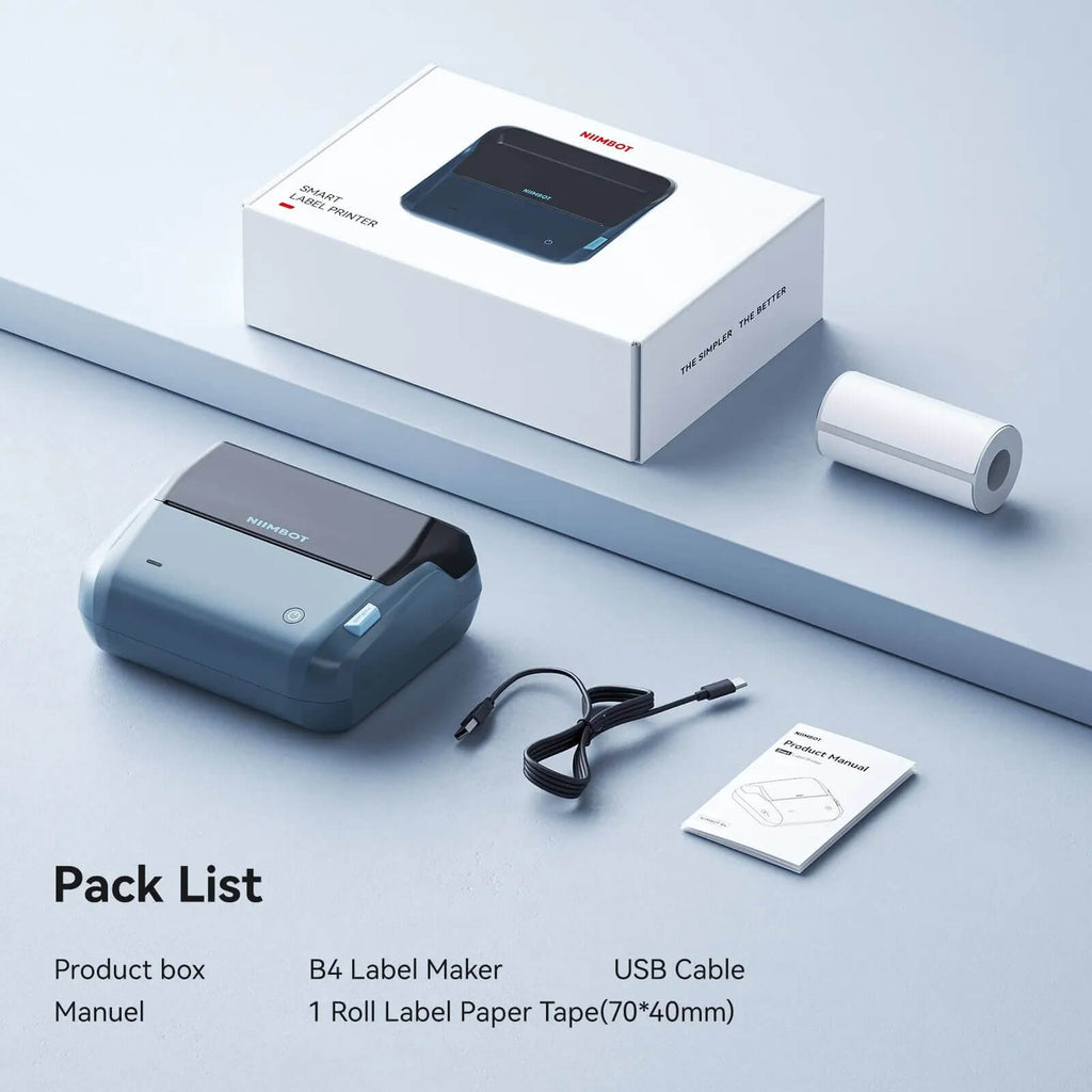 NIIMBOT B4 Imprimante d’étiquettes avec étiquettes imperméables autocollantes, étiqueteuse Bluetooth