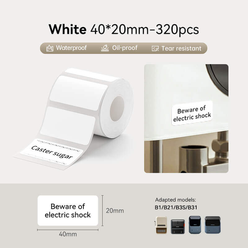 NIIMBOT Ruban d’étiquettes blanc pour B21, B1, B3S