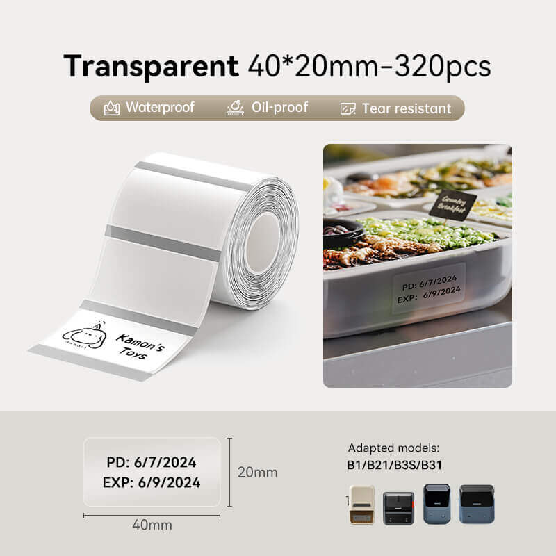 NIIMBOT Ruban d’étiquettes transparent pour B21, B1, B3S