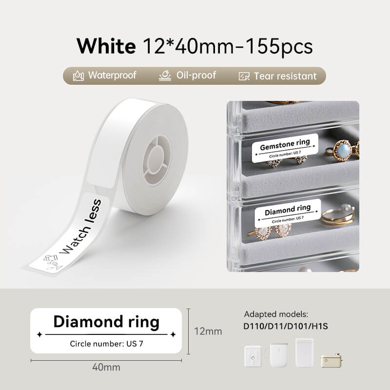 NIIMBOT Ruban d’étiquettes blanc pour D11, D110, D101