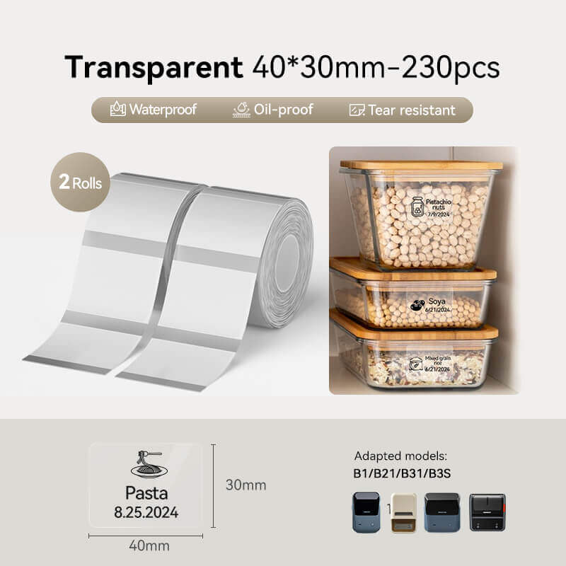 NIIMBOT Ruban d’étiquettes transparent pour B21, B1, B3S