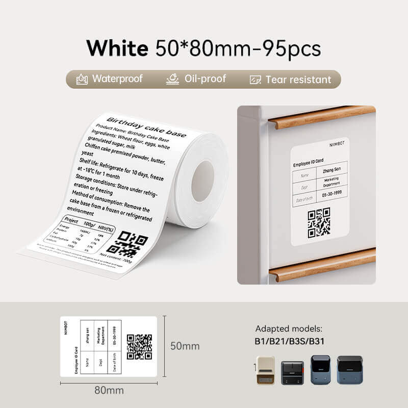 NIIMBOT Ruban d’étiquettes blanc pour B21, B1, B3S