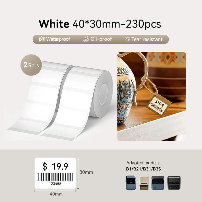 NIIMBOT Ruban d’étiquettes blanc pour B21, B1, B3S