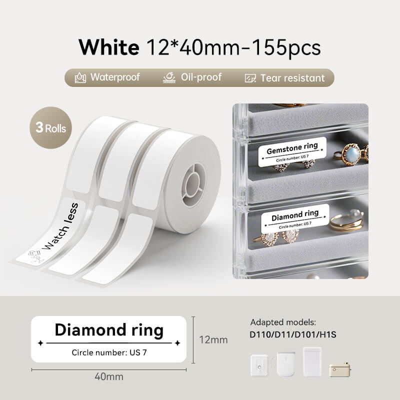 NIIMBOT Ruban d’étiquettes blanc pour D11, D110, D101
