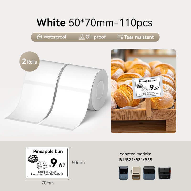 NIIMBOT Ruban d’étiquettes blanc pour B21, B1, B3S