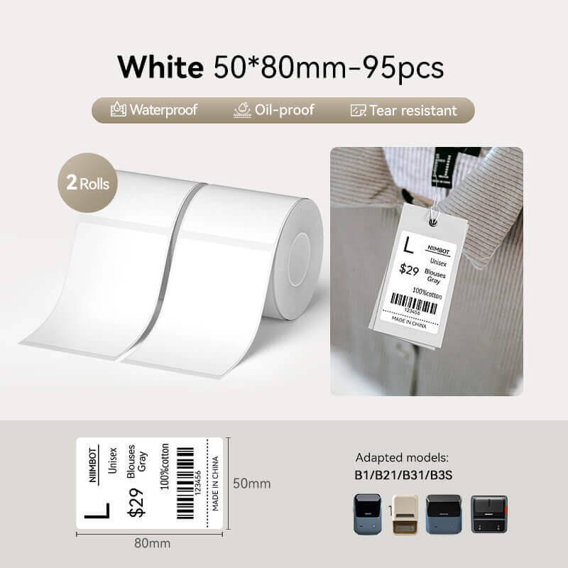 NIIMBOT Ruban d’étiquettes blanc pour B21, B1, B3S