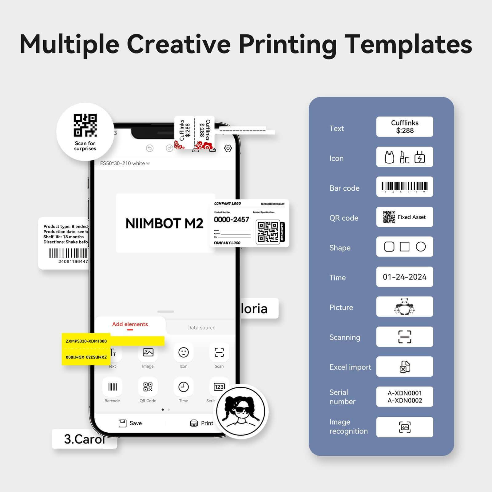NIIMBOT M2 Imprimante d'étiquettes thermique